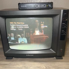 Emerson 13" CRT Television TC1365A TV w/ Remote & Digital Tuner Kit Rare Tested