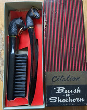 Vintage Citation Mens Horse Head Brush and Shoehorn Set