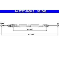 ATE 24.3727-1068.2 Seilzug Feststellbremse Hinten Links FüR Nissan Opel Renault