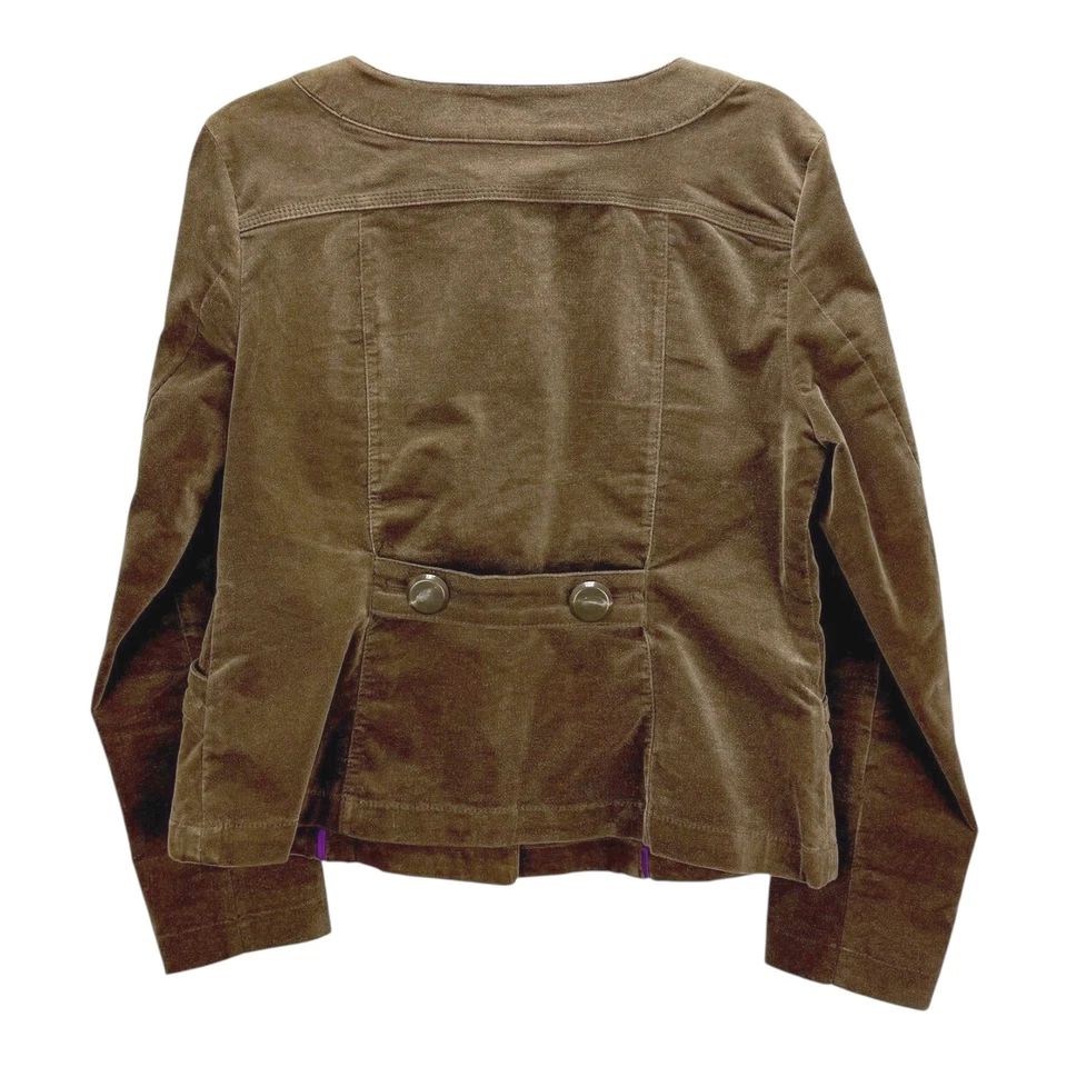 DKNY Jeans Retro Marrón Terciopelo Chaqueta Talla L Botón Frontal Abrigo Carrera Recorto Blazer Foto 2 de 4