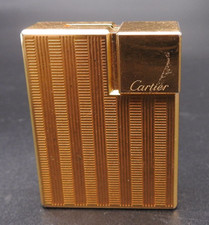 Raro accendino a gas Cartier Godron Decor quadrato oro senza scatola testato funzionante SVIZZERO