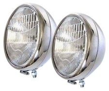 Stainless Headlights Headlamps - 12v Quartz Halogen 1930 1931 Model A Stainless Headlights Headlamps - 12v Quartz Halogen 1930 1931 Model A