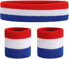 3Pc Sweatband Set Headband  Wristbands Moisture Wicking Sports Gym Workout