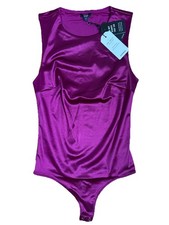 NEW EXPRESS Woman s Sleeveless Satin Bodysuit Magenta Pink sz XS
