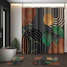 Bathroom Sets with Shower Curtain and Rugs, 4 Pcs, Boho