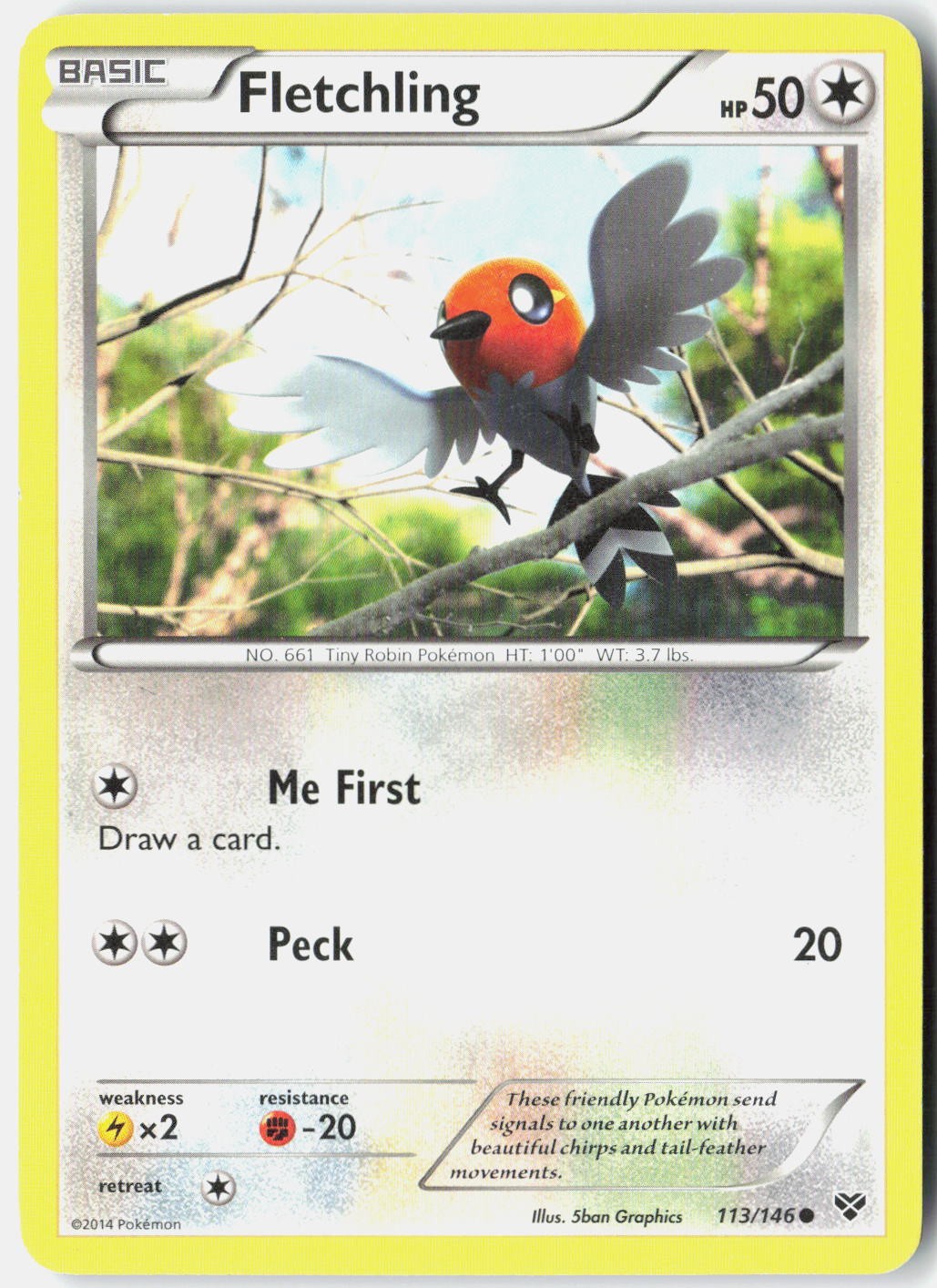 Fletchling XY Base Set 113/146 Pokemon Card Normal