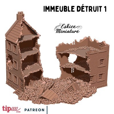 28mm Scale Wargaming Terrain Large Destroyed House 7 Pieces Bolt Action COC