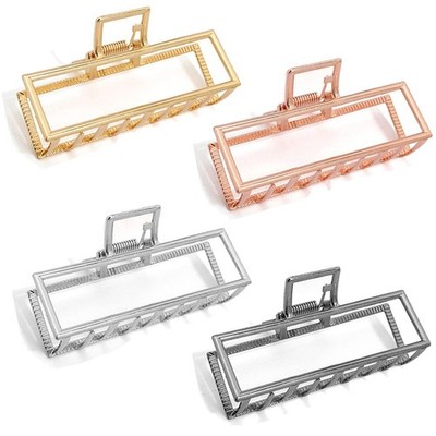 4 PCS 3.5 Inch Square Metal Hair Claw Clips for Thick Hair Gold Silver Black