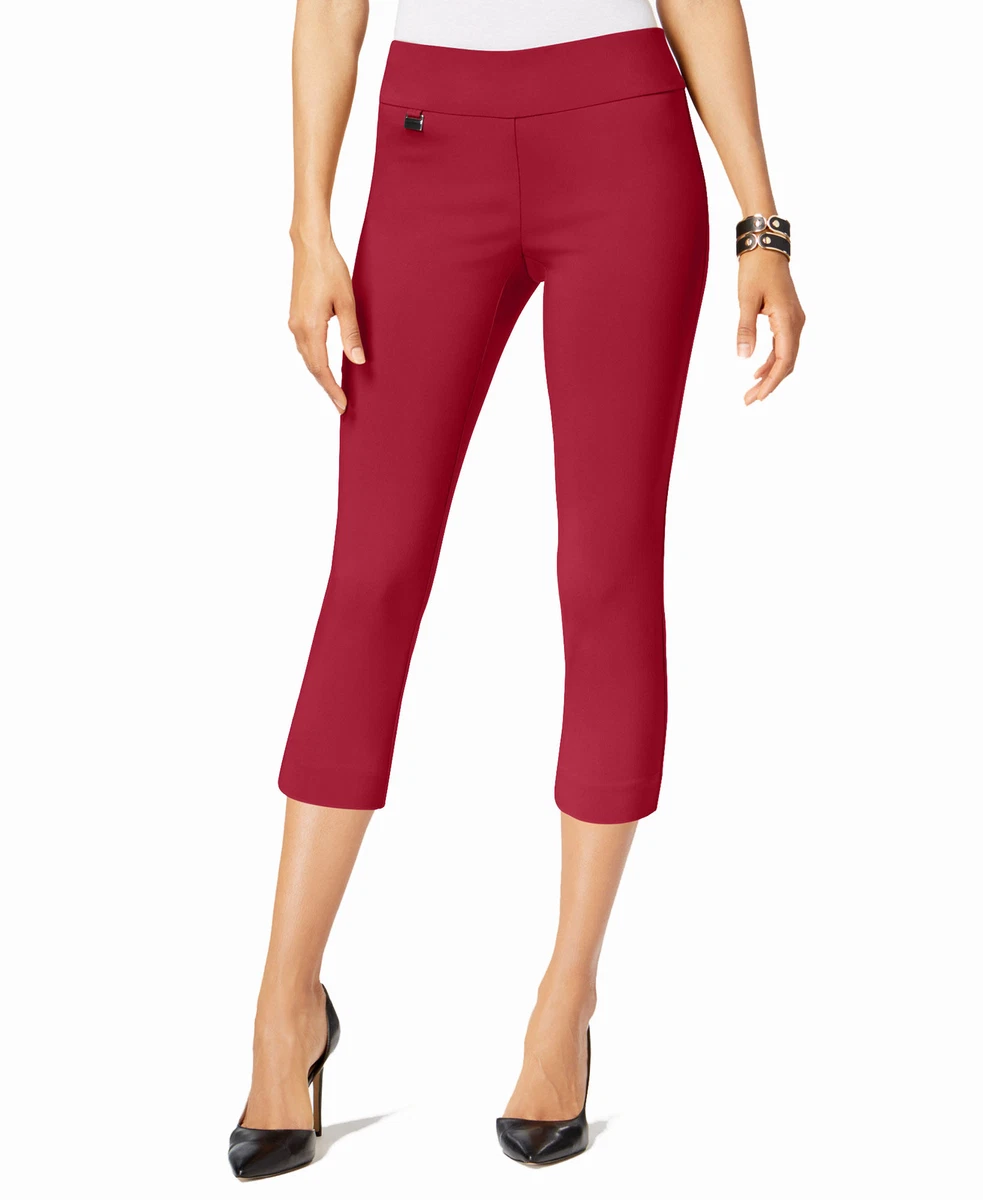 Alfani Women's Tummy-Control Pull-On Capri Pants (8, Red)