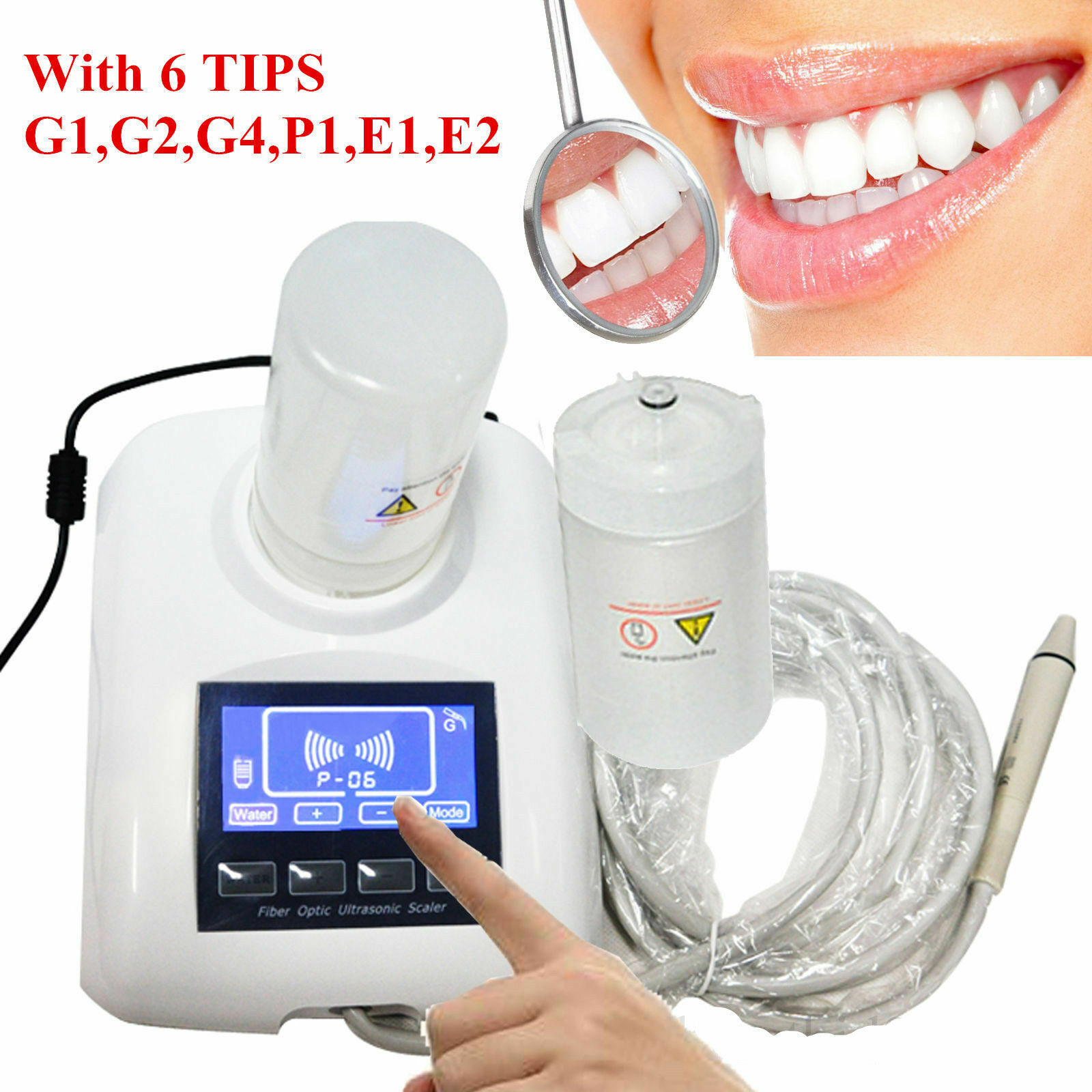 Dental Ultraschall Zahnsteinentferner Pedal Ultrasonic Scaler Piezo 6 Tips EMS