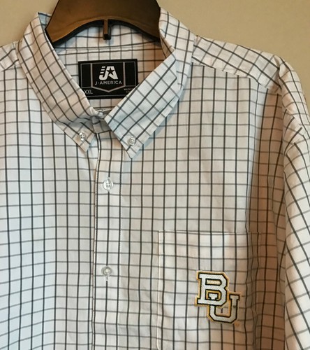 New NCAA Men's Dress Shirt Button Front Long Sleeve College Plaid Shirt -cut big - Picture 5 of 38