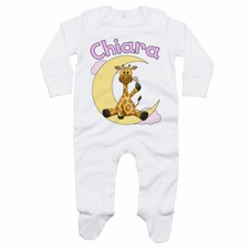 Tutina neonata personalizzata con nome giraffa sulla luna