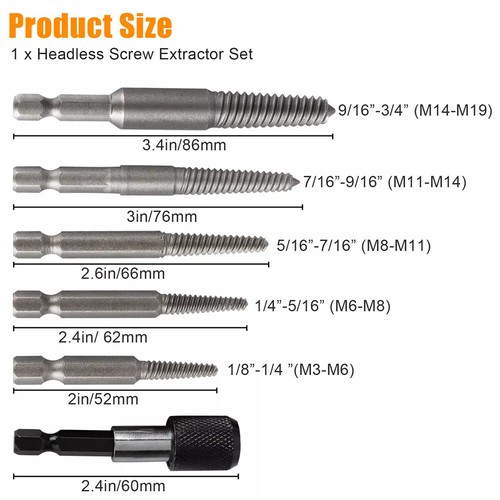 12PCS Damaged Stud Screw Broken Bolt Extractor Set with 1/4 Quick Change Arbors - Imagen 10 de 14
