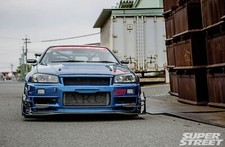 Cars 999 nissan skyline gtr blue Desk Mat Stitched