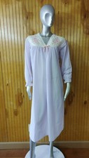 Vintage Kelly Reed Semi Sheer Light Purple Floral Long Fleece Nightgown Small