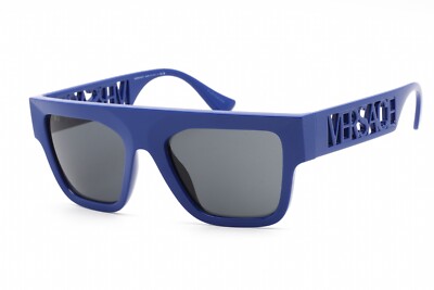 VERSACE VE4430U 529487 BLUE DARK GREY LENS AUTHENTIC SUNGLASSES Versace Unisex Blue Plastic Square Frame Sunglasses (VE4430U  main image 4