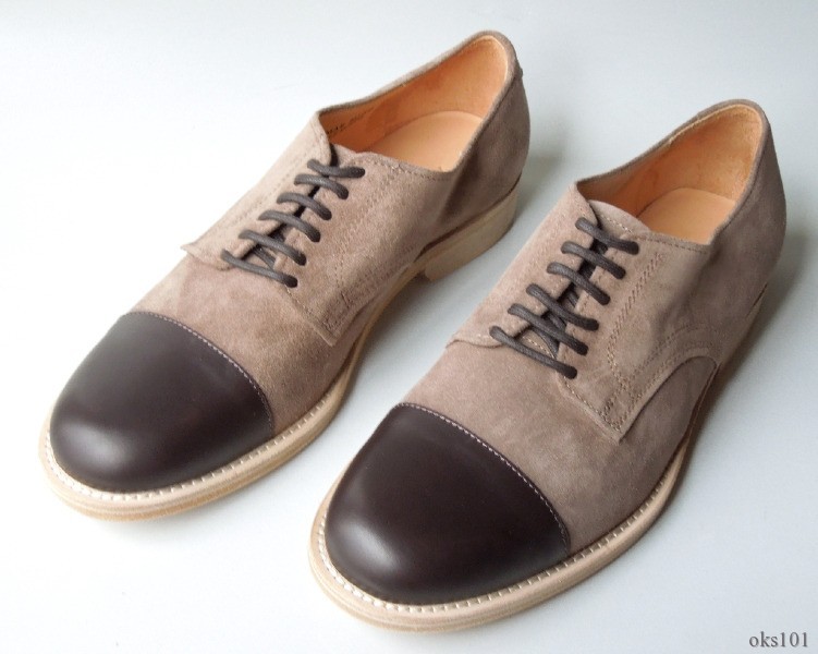 FACONNABLE brown suede leather cap toe oxfords dress shoes  display picture 1