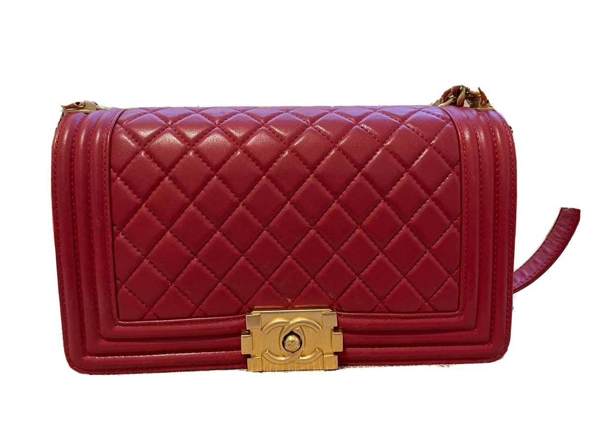 Chanel Lambskin Old Medium Boy Bag With Gold Hardware