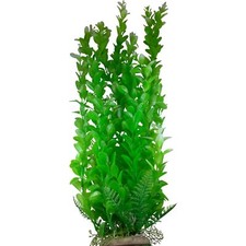 Plastic Aquarium Plant w/Base 16 Inch Tall, Thick Green Foliage Fish Tank Decor