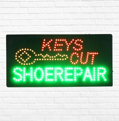 LED Keys Cut Shoe Repair Sign for Business | Light Up Sign | 12''H x 24''W x 2''D