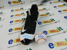 ONE AUTOGRAPHED GAME CLEAT AND BASEBALL  WORN BY PETER BOURJOS 