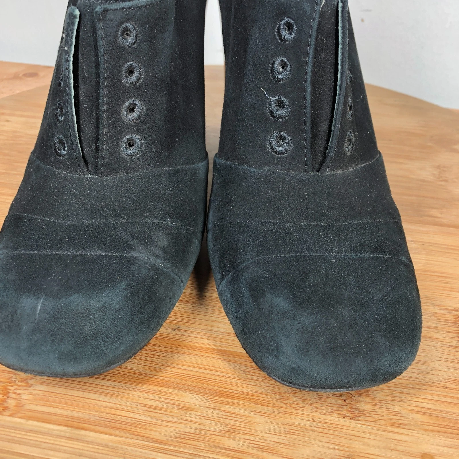 Scarpe Tory Burch donna 11 M Stella nere scamosciate tacco a blocco stivaletti alti carriera