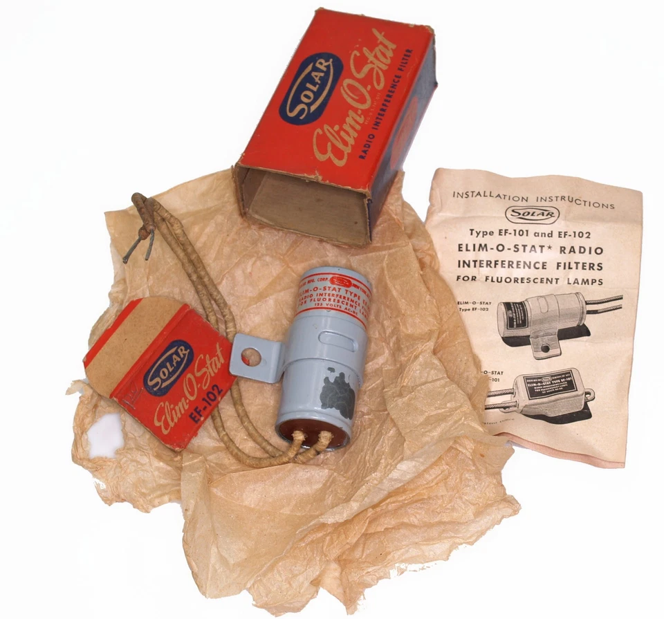Lámparas fluorescentes filtro interferencia radio elim o stat de colección años 40 Segunda Guerra Mundial Foto 3 de 4