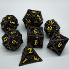 Hollow Black Gold Metal Dragon DND MTG Polyhedral Dice Set Role Playing Game Box