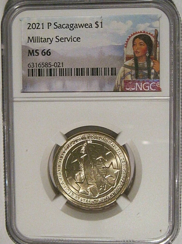 2021 D $1 Native Sacagawea Dollar Military Service NGC MS66 NICE BUSINESS STRIKE