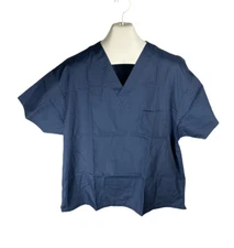 New EWC Medici Collection Scrub Top Solid Blue Size M Free US Shipping