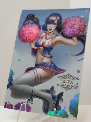 D.VA Cheerleader Sexy Waifu Trading Card Full Art ACG-LXG Holo Effect