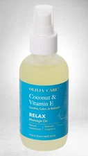 Olivia Care RELAX Massage Oil with Coconut & Vitamin E 118 mL / 4 fl oz New