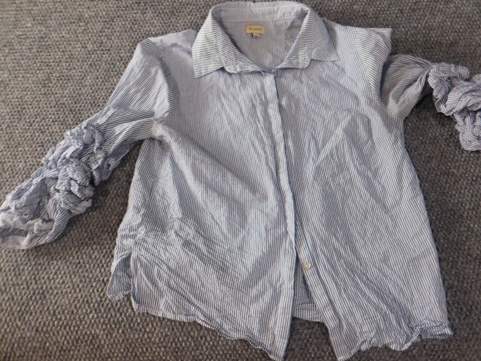 Cremieux Womens Blouse Small Blue striped classic button up casual - Image 3 of 4