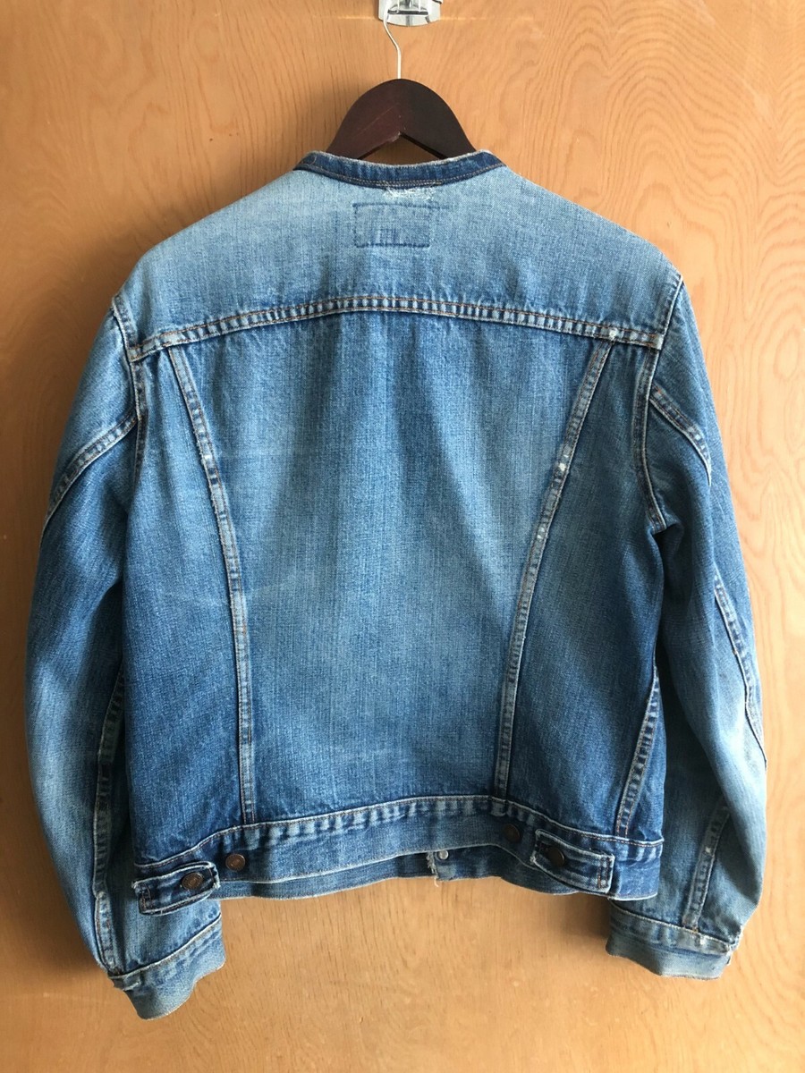 Vintage 60s 70s LEVIS 70505 Big E Distress Trucker Denim Vintage 60s 70s LEVIS 70505 Big E Distress Trucker Denim