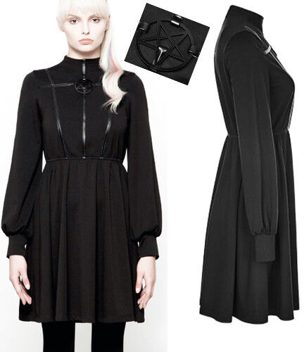 Robe gothique lolita victorienne pentacle métal manche bouffante mystic PunkRave