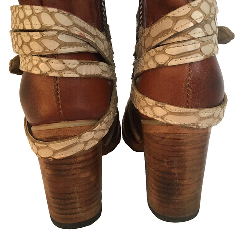 Freebird Steven Balboa Ankle Boots Distressed Leather Size 9 Zipper Strap Snake - Picture 11 of 21