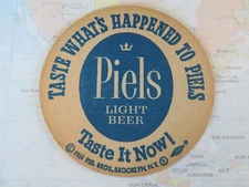 1961 Beer COASTER ~ Taste What's Happened to PIELS; Brooklyn, NEW YORK Brewery