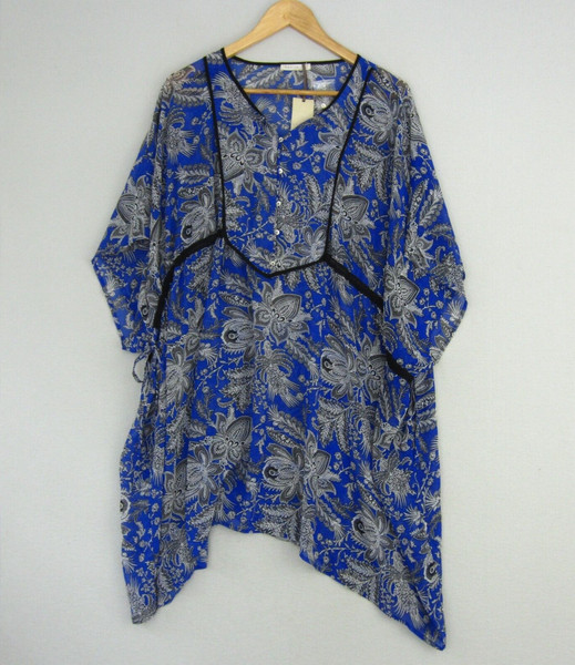Regatta Dress Womens One Size Blue Grey Black Paisley Kaftan Boho Sheer Coastal