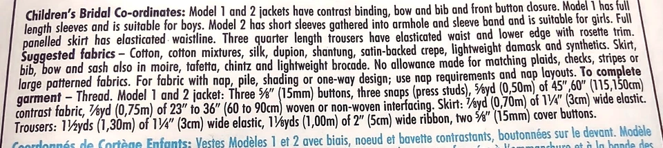 Estilo Patrón Costura 2063 Talla A 3 4 5 6 7 8 Niños Coordenadas Novia SIN CORTAR Foto 4 de 4