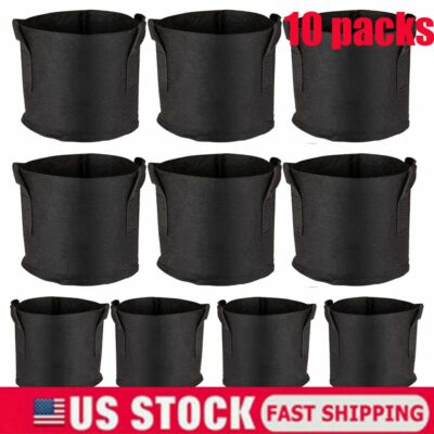 10X Grow Bags Plant Fabric Pot Nursery Soil Bag with Handles Thickened Nonwoven