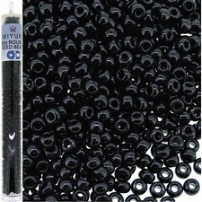 Miyuki Round Rocaille Seed Beads Size 8/0 Opaque Black 22GM-Tube 8-401 