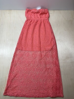 open lace back dress Happy Clothing Strapless Light Pink Maxi Dress
