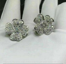 2.10Ct Round Cut Lab Created Diamond Flower Stud Earrings 14K White Gold Plated