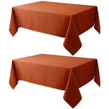 2 Pack Fall Tablecloth Textured Fabric 60x84 Inch Rectangular Rust Thanksgivi...