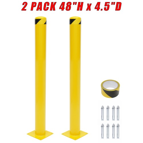 2 Pcs Safety Bollard Post Sidewalk Entrance Parking Lot Pole Barrier 48"H 4.5"D