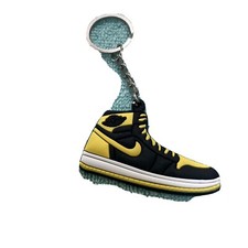 Mini Air Jordan Black And Yellow Rubber Keychain New