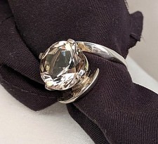 Vintage Sterling Silver Bypass Ring with a 11.5 mm Round Lavender CZ