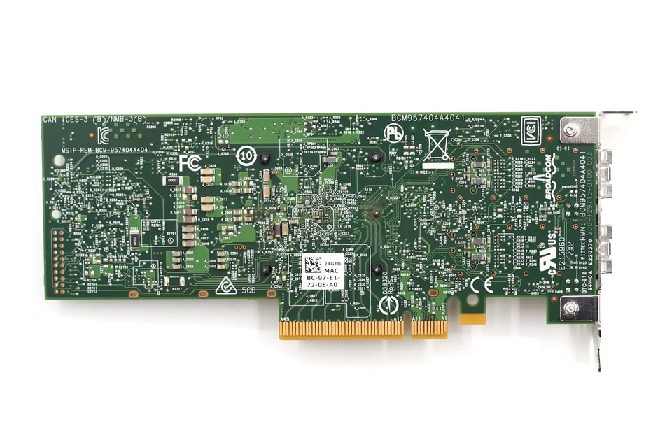 Сетевая карта Dell Broadcom 57414 25 Гбит/с два порта SFP PCIe Dell P/N:024GFD протестирована - Изображение 4 из 4