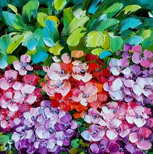 original oil painting Hydrangea pink flowers artwork Floral wall art 6*6 inch