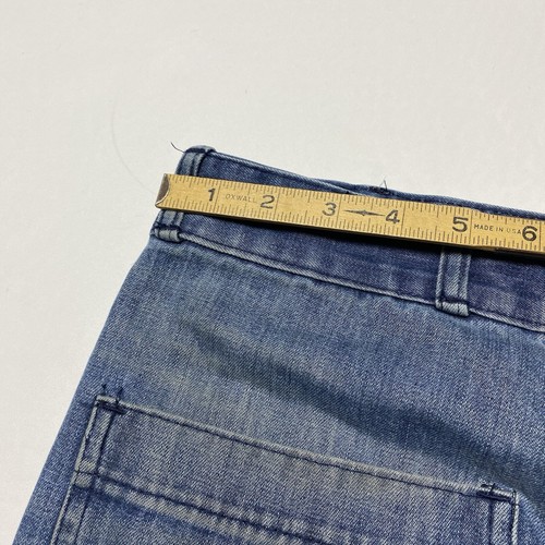 Pantalones de mezclilla acampanados con parte inferior azul marino de la gente de mar de colección años 70 30 x 29 cremallera de garra - Imagen 12 de 17
